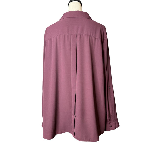 The Limited Women's Tunic Blouse Size 2X in Purple V-neck Roll Tab Sleeves New - Picture 3 of 6